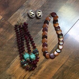 Joan Rivers Red and Blue Multi-Strand Necklace (lot of jewelry)